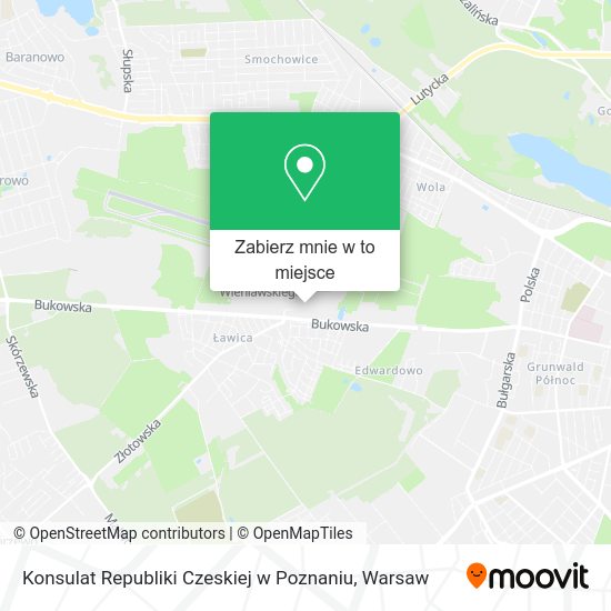 Mapa Konsulat Republiki Czeskiej w Poznaniu