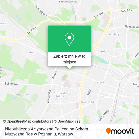 Mapa Niepubliczna Artystyczna Policealna Szkoła Muzyczna Roe w Poznaniu