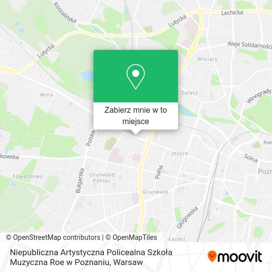 Mapa Niepubliczna Artystyczna Policealna Szkoła Muzyczna Roe w Poznaniu