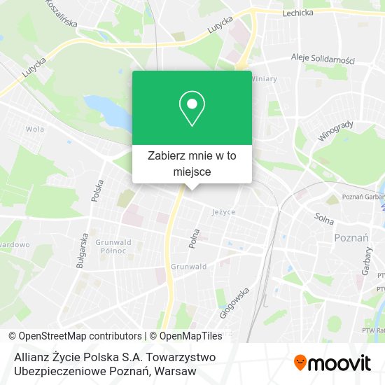 Mapa Allianz Życie Polska S.A. Towarzystwo Ubezpieczeniowe Poznań