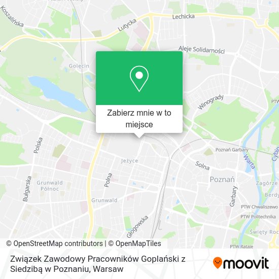 Mapa Związek Zawodowy Pracowników Goplański z Siedzibą w Poznaniu