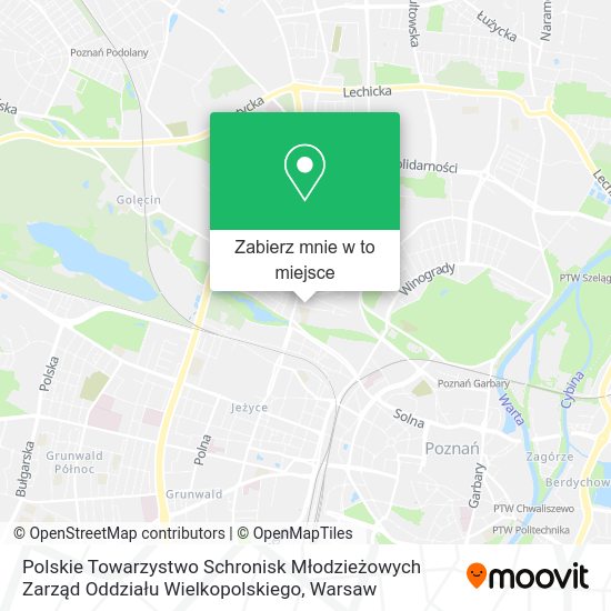 Mapa Polskie Towarzystwo Schronisk Młodzieżowych Zarząd Oddziału Wielkopolskiego