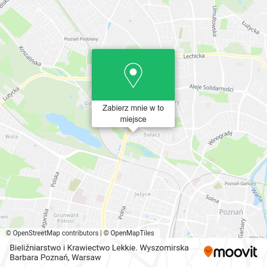 Mapa Bieliźniarstwo i Krawiectwo Lekkie. Wyszomirska Barbara Poznań