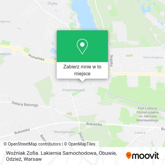 Mapa Woźniak Zofia. Lakiernia Samochodowa, Obuwie, Odzież