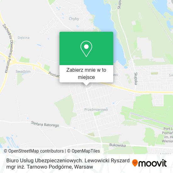 Mapa Biuro Usług Ubezpieczeniowych. Lewowicki Ryszard mgr inż. Tarnowo Podgórne