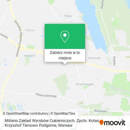 Mapa Millano Zakład Wyrobów Cukierniczych. Zpchr. Kotas Krzysztof Tarnowo Podgórne