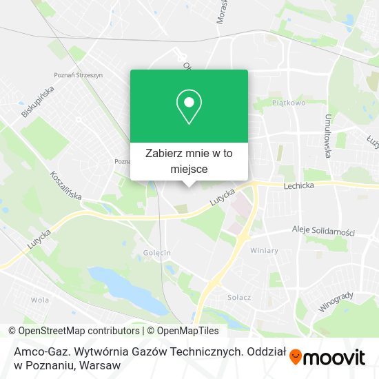 Mapa Amco-Gaz. Wytwórnia Gazów Technicznych. Oddział w Poznaniu