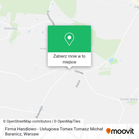 Mapa Firma Handlowo - Usługowa Tomex Tomasz Michał Baranicz