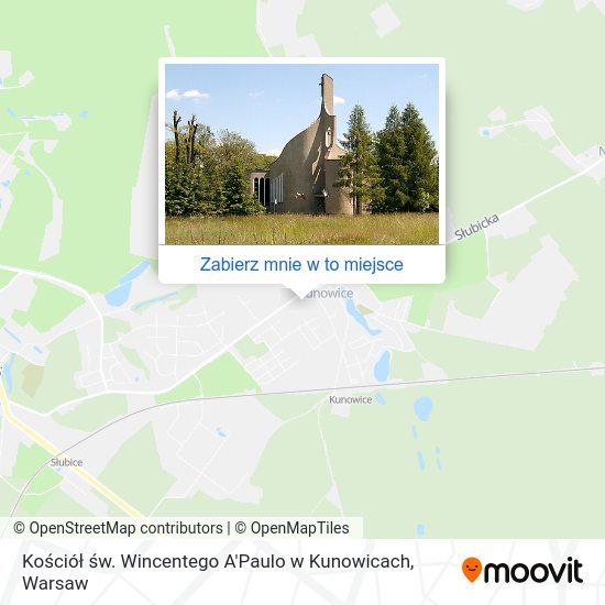 Mapa Kościół św. Wincentego A'Paulo w Kunowicach