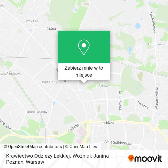 Mapa Krawiectwo Odzieży Lekkiej. Woźniak Janina Poznań