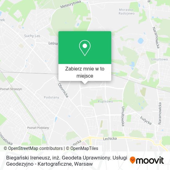 Mapa Biegański Ireneusz, inż. Geodeta Uprawniony. Usługi Geodezyjno - Kartograficzne