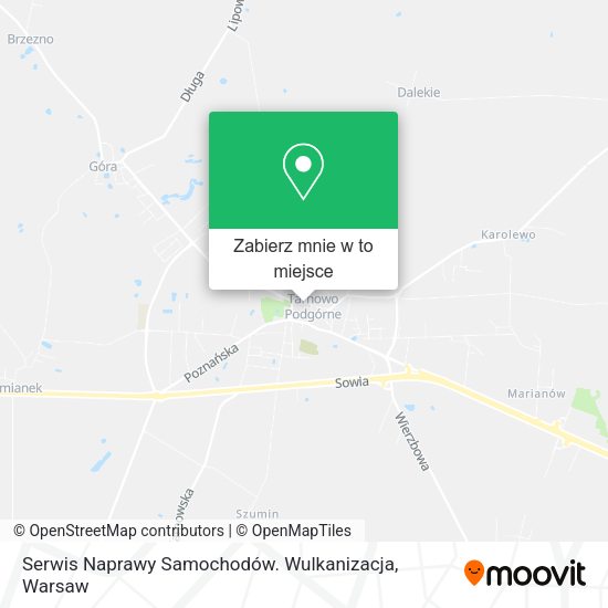 Mapa Serwis Naprawy Samochodów. Wulkanizacja