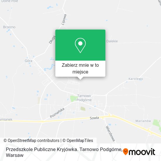 Mapa Przedszkole Publiczne Kryjówka. Tarnowo Podgórne