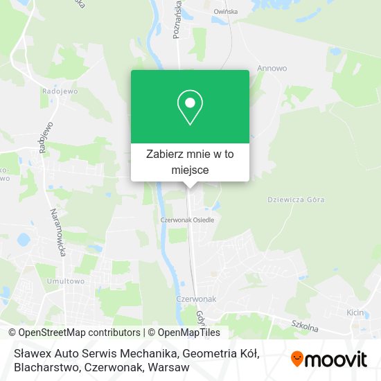 Mapa Sławex Auto Serwis Mechanika, Geometria Kół, Blacharstwo, Czerwonak