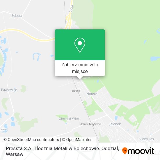 Mapa Pressta S.A. Tłocznia Metali w Bolechowie. Oddział