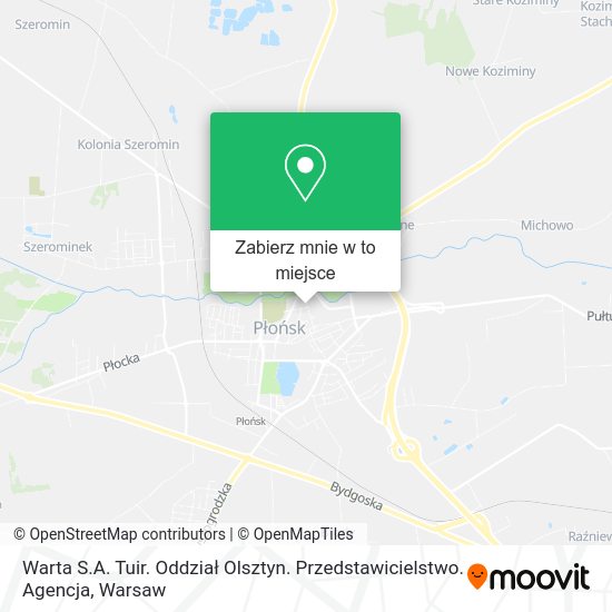 Mapa Warta S.A. Tuir. Oddział Olsztyn. Przedstawicielstwo. Agencja