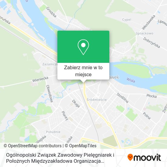 Mapa Ogólnopolski Związek Zawodowy Pielęgniarek i Położnych Międzyzakładowa Organizacja Związkowa