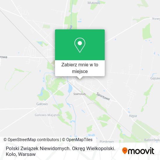 Mapa Polski Związek Niewidomych. Okręg Wielkopolski. Koło