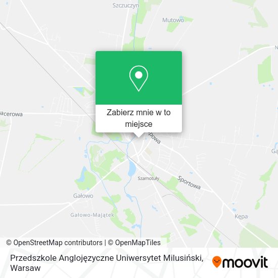 Mapa Przedszkole Anglojęzyczne Uniwersytet Milusiński