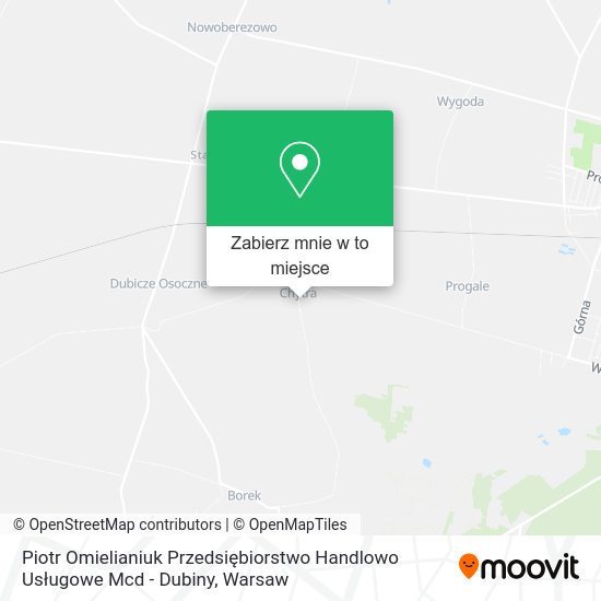 Mapa Piotr Omielianiuk Przedsiębiorstwo Handlowo Usługowe Mcd - Dubiny