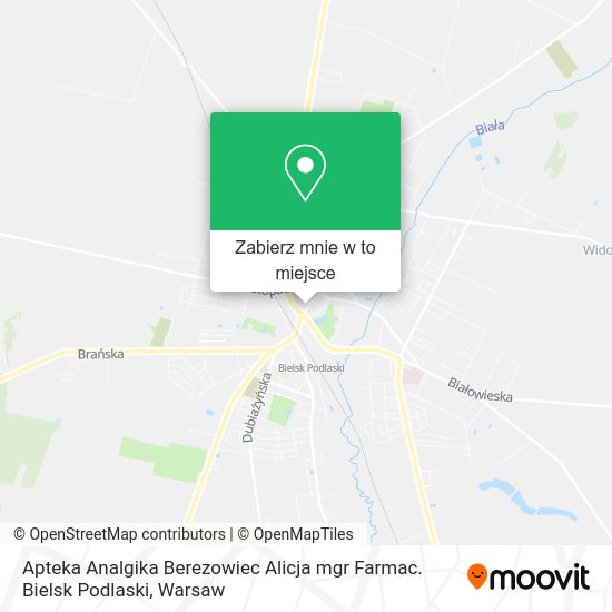 Mapa Apteka Analgika Berezowiec Alicja mgr Farmac. Bielsk Podlaski