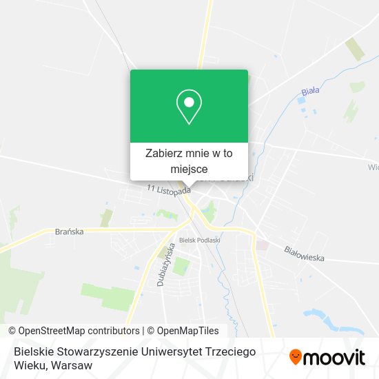 Mapa Bielskie Stowarzyszenie Uniwersytet Trzeciego Wieku