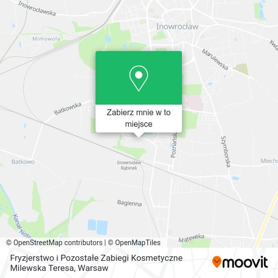 Mapa Fryzjerstwo i Pozostałe Zabiegi Kosmetyczne Milewska Teresa