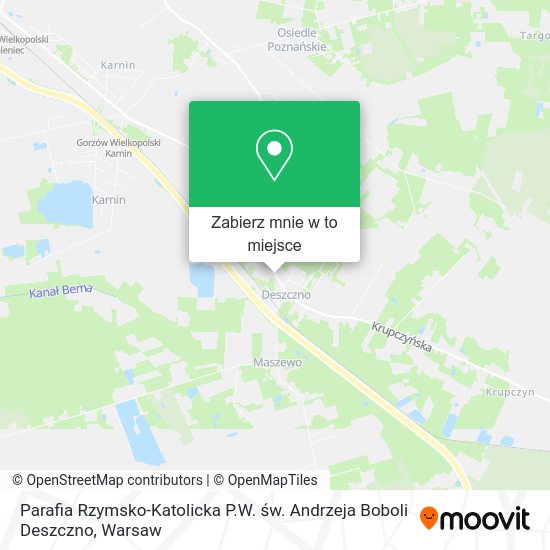 Mapa Parafia Rzymsko-Katolicka P.W. św. Andrzeja Boboli Deszczno