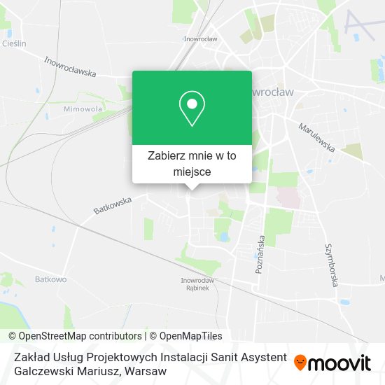 Mapa Zakład Usług Projektowych Instalacji Sanit Asystent Galczewski Mariusz