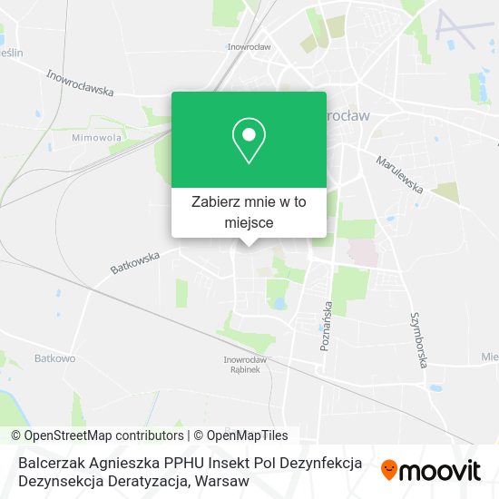 Mapa Balcerzak Agnieszka PPHU Insekt Pol Dezynfekcja Dezynsekcja Deratyzacja