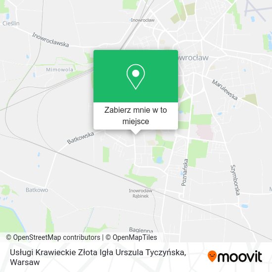 Mapa Usługi Krawieckie Złota Igła Urszula Tyczyńska