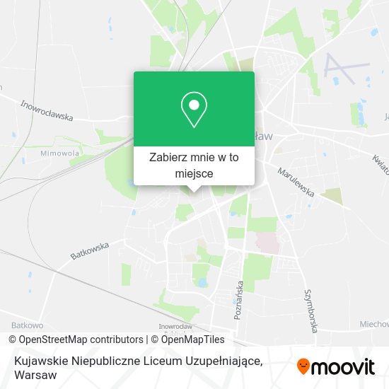 Mapa Kujawskie Niepubliczne Liceum Uzupełniające