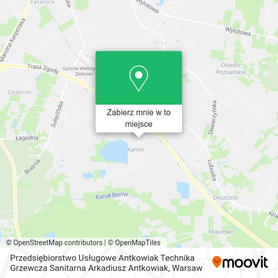 Mapa Przedsiębiorstwo Usługowe Antkowiak Technika Grzewcza Sanitarna Arkadiusz Antkowiak