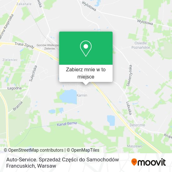 Mapa Auto-Service. Sprzedaż Części do Samochodów Francuskich