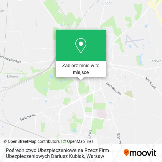 Mapa Pośrednictwo Ubezpieczeniowe na Rzecz Firm Ubezpieczeniowych Dariusz Kubiak