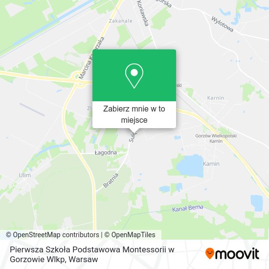 Mapa Pierwsza Szkoła Podstawowa Montessorii w Gorzowie Wlkp