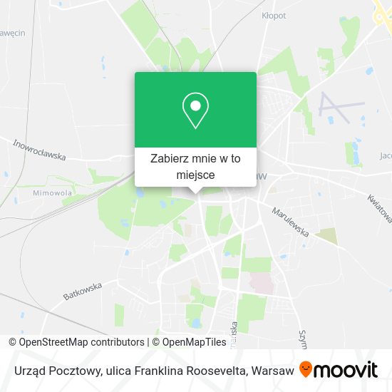 Mapa Urząd Pocztowy, ulica Franklina Roosevelta