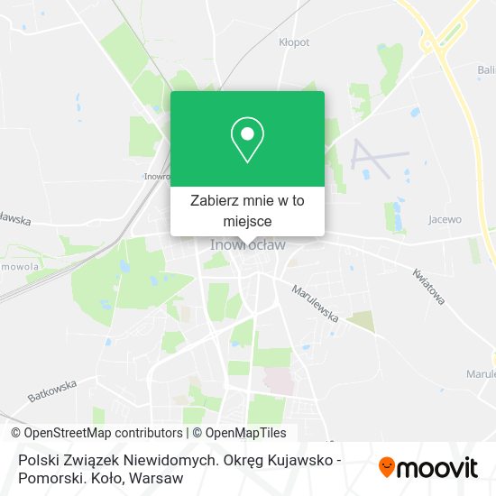 Mapa Polski Związek Niewidomych. Okręg Kujawsko - Pomorski. Koło