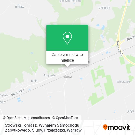 Mapa Strowski Tomasz. Wynajem Samochodu Zabytkowego. Śluby, Przejażdzki