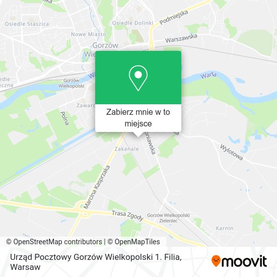 Mapa Urząd Pocztowy Gorzów Wielkopolski 1. Filia