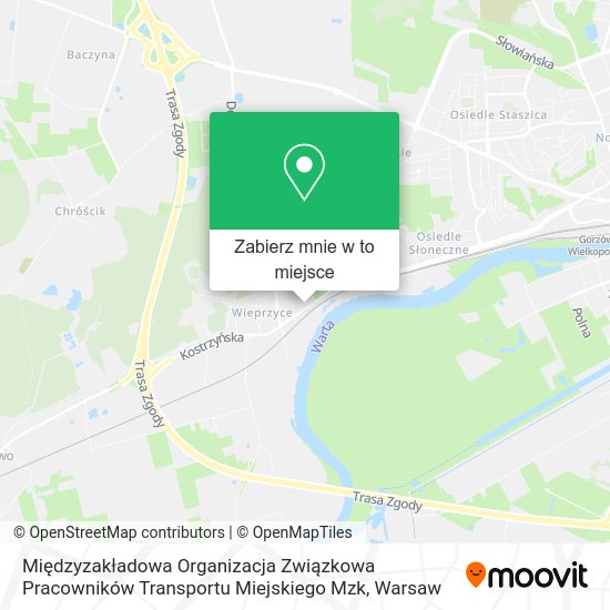 Mapa Międzyzakładowa Organizacja Związkowa Pracowników Transportu Miejskiego Mzk