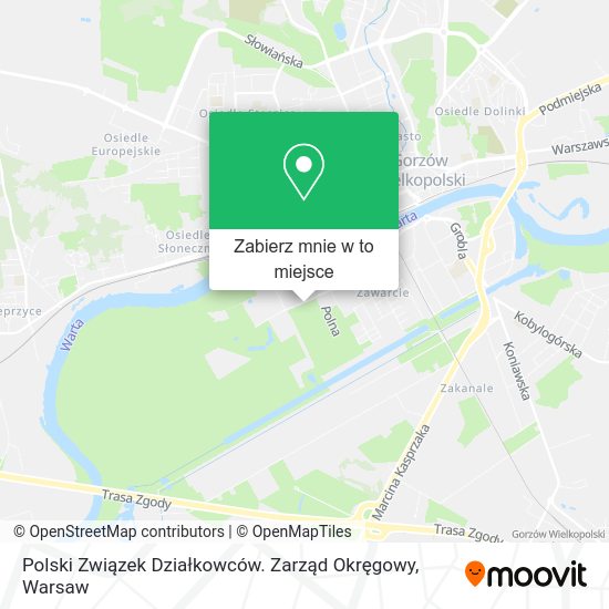 Mapa Polski Związek Działkowców. Zarząd Okręgowy