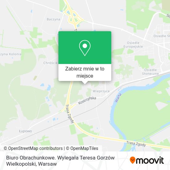 Mapa Biuro Obrachunkowe. Wylegała Teresa Gorzów Wielkopolski