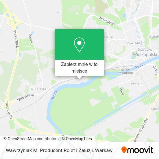 Mapa Wawrzyniak M. Producent Rolet i Żaluzji