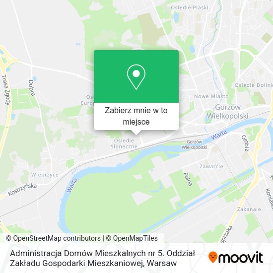 Mapa Administracja Domów Mieszkalnych nr 5. Oddział Zakładu Gospodarki Mieszkaniowej