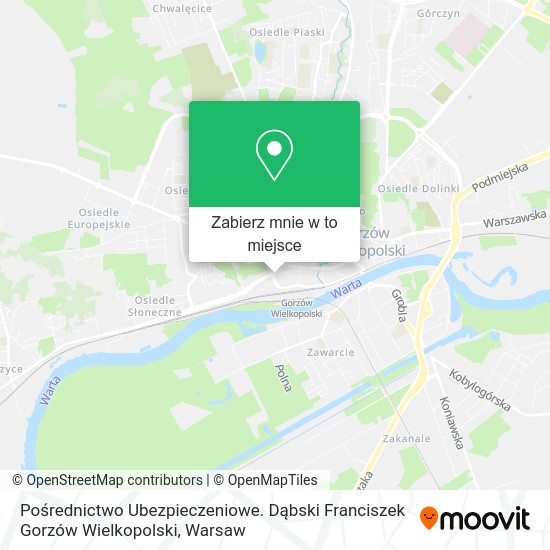 Mapa Pośrednictwo Ubezpieczeniowe. Dąbski Franciszek Gorzów Wielkopolski