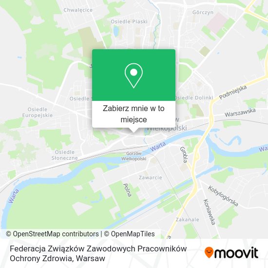 Mapa Federacja Związków Zawodowych Pracowników Ochrony Zdrowia