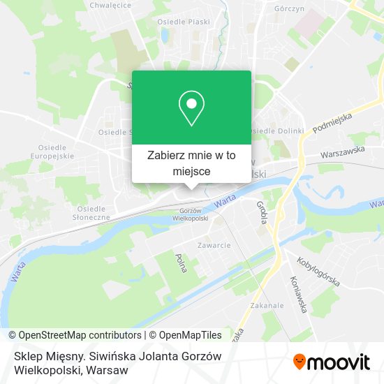 Mapa Sklep Mięsny. Siwińska Jolanta Gorzów Wielkopolski