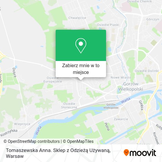 Mapa Tomaszewska Anna. Sklep z Odzieżą Używaną