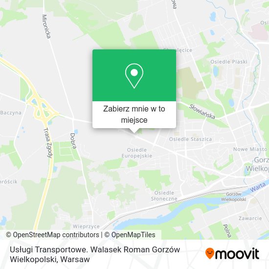 Mapa Usługi Transportowe. Walasek Roman Gorzów Wielkopolski